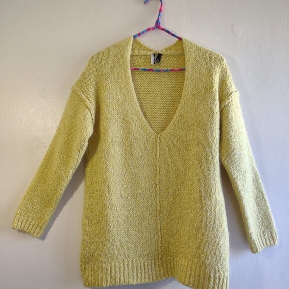 TopShop Wool Blend Tunic Sweater V-Neck Pullover  Women's Small Boho Relaxed - Picture 2 of 7